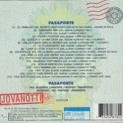 Jovanotti (Джованотти): Pasaporte - Lo Mejor De Lorenzo Jovanotti