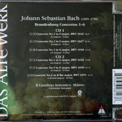 Brandenburg Concertos  Nos 1 - 6 Il Giardino Armonico (Гармонический сад): Brandenburg Concertos  Nos 1 - 6