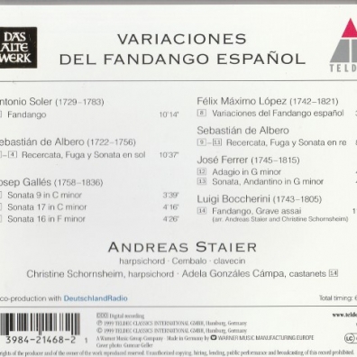 Variaciones Del Fandango Espanol Andreas Staier (Андреас Штайер): Variaciones Del Fandango Espanol