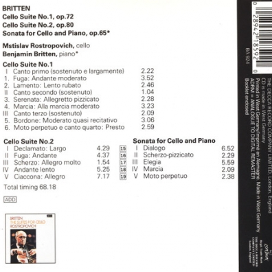 Мстислав Ростропович: Britten: Cello Suites 1 & 2; Sonata for Cello and