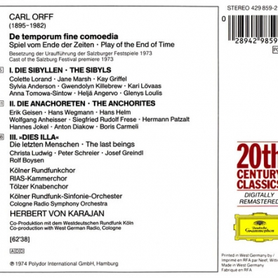Orff: De Temporum Fine Comoedia Herbert von Karajan (Герберт фон Караян): Orff: De Temporum Fine Comoedia