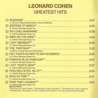 Greatest Hits Leonard Cohen (Леонард Коэн): Greatest Hits