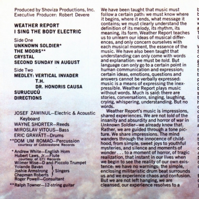 I Sing The Body Electric Weather Report (Веазер Репорт): I Sing The Body Electric