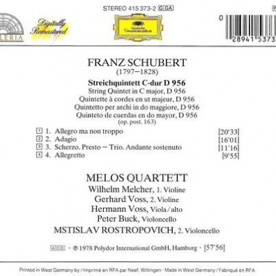 Schubert: String Quintet D956 Мстислав Ростропович: Schubert: String Quintet D956