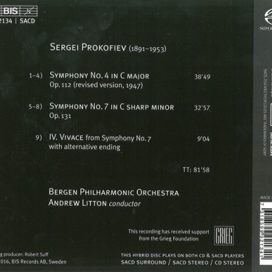Prokofiev: Symphonies Nos. 4 & 7 Bergen Philharmonic Orchestra (Бергенский филармонический оркестр): Prokofiev: Symphonies Nos. 4 & 7