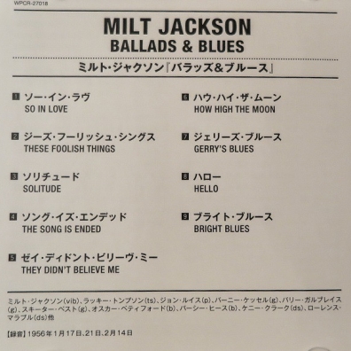 Milt Jackson (Милт Джексон): Ballads & Blues