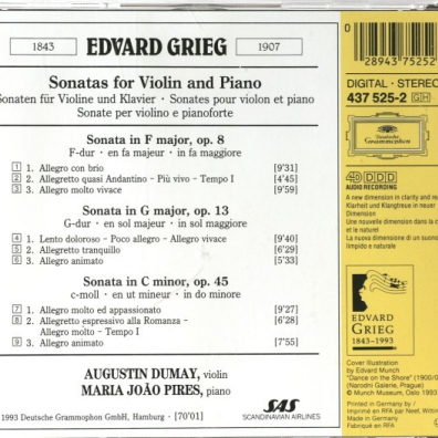 Augustin Dumay (Аугустин Думай): Grieg: Violin Sonatas Opp. 8, 13 & 45