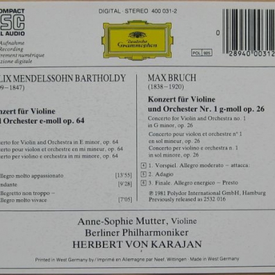 Anne Sophie Mutter (Анне-Софи Муттер): Mendelssohn/Bruchner:Violin Concerto