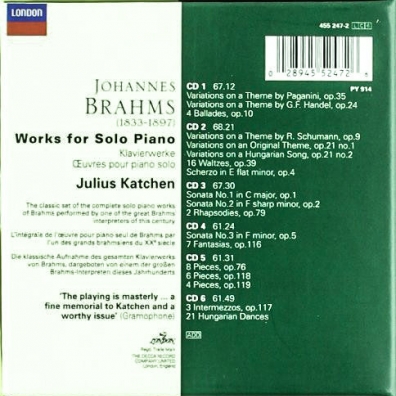 Julius Katchen (Джулиус Катчен): Brahms: Works for Solo Piano