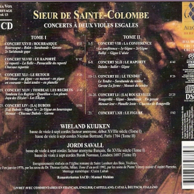 Sieur De Sainte-Colombe: Concerts A Deux Violes Esgales