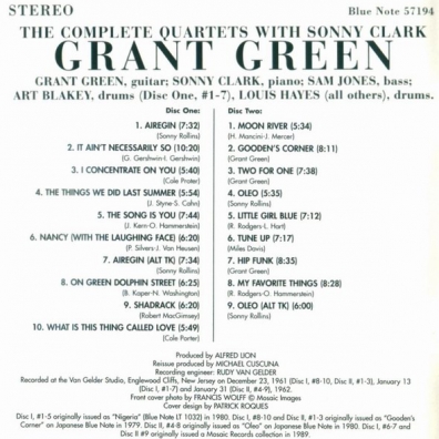 The Complete Quartets With Sonny Clark Grant Green (Грант Грин): The Complete Quartets With Sonny Clark