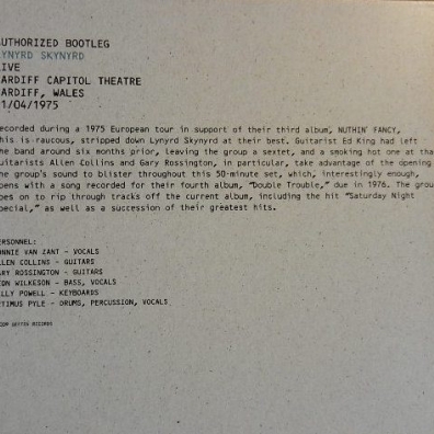Lynyrd Skynyrd (Линирд Скинирд): Authorized Bootleg - Live Cardiff Capitol Theatre,