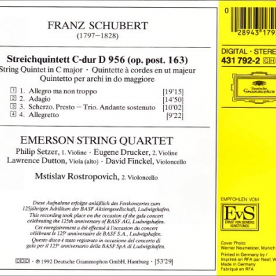 Emerson String Quartet (Эмирсон Стринг Квартет): Schubert: String Quintet D956