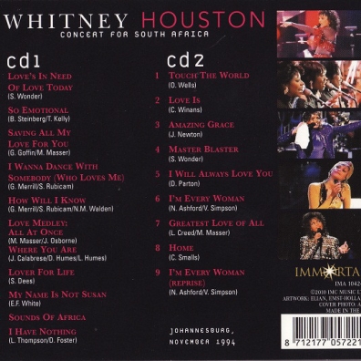 Concert For South Africa Whitney Houston (Уитни Хьюстон): Concert For South Africa