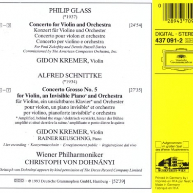 Wp Dohnanyi Kremer: Glass:Violin Con/Schnittke: Conc.Gros.N.5