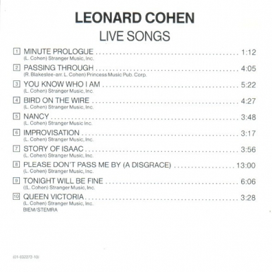 Leonard Cohen (Леонард Коэн): Live Songs