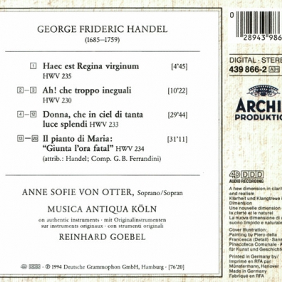 Anne Sofie Von Otter (Анне Софи фон Оттер): Handel: Marian Cantatas And Arias