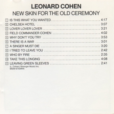 Leonard Cohen (Леонард Коэн): New Skin for the Old Ceremony