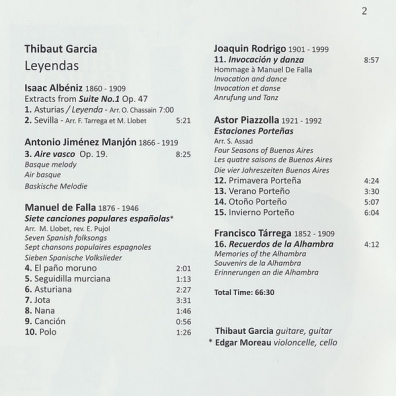 Leyendas - Works For Solo Guitar By Albeniz, Falla, Rodrigo, Tarrega, Manjon And Piazzolla Leyendas - Works For Solo Guitar By Albeniz, Falla, Rodrigo, Tarrega, Manjon And Piazzolla
