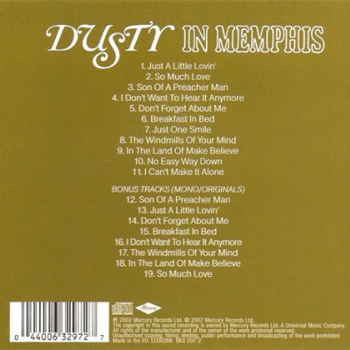 Dusty Springfield (Дасти Спрингфилд): Dusty In Memphis