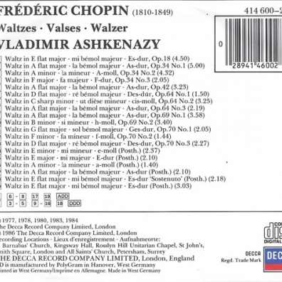 Владимир Ашкенази: Chopin: Die Walzer