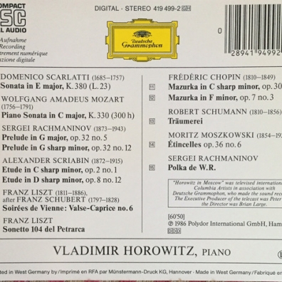 Horowitz In Moscow Владимир Горовиц: Horowitz In Moscow