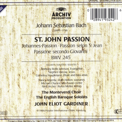 Bach: St.John Passion John Eliot Gardiner (Джон Элиот Гардинер): Bach: St.John Passion