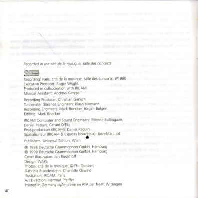 Boulez: Repons; Dialogue de l'ombre double Alain Damiens (Ален Дамиенс): Boulez: Repons; Dialogue de l'ombre double