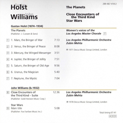 Zubin Mehta (Зубин Мета): Holst/J.Williams: The Planets/Close Encounters of