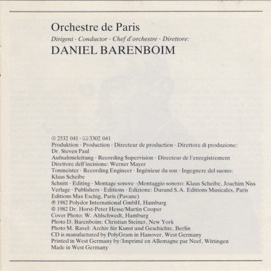 Daniel Barenboim (Даниэль Баренбойм): Ravel: Bol?ro; Pavane pour une infante d?funte; Da