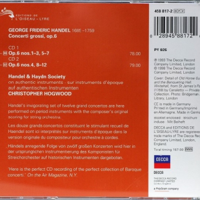 Christopher Hogwood (Кристофер Хогвуд): Handel: Concerti Grossi, Op.6
