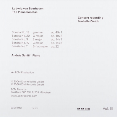 Beethoven/The Piano Sonatas Volume 3 Sonatas Opp. 49, 14 And 22