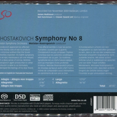 Symphony No 8 Dimtri Shostakovich (Дмитрий Дмитриевич Шостакович): Symphony No 8