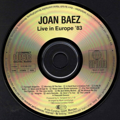 Joan Baez (Джоан Баез): Live In Europe '83