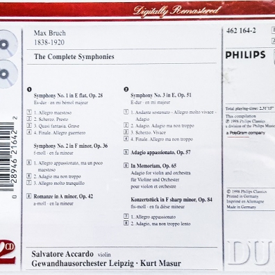 Kurt Masur (Курт Мазур): Bruch: Complete Symphonies