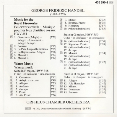 Orpheus Chamber Orchestra: Handel: Water Music; Music for the Royal Fireworks