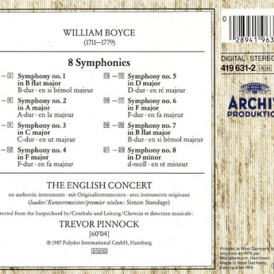 Trevor Pinnock (Тревор Пиннок): William Boyce: 8 Symphonies