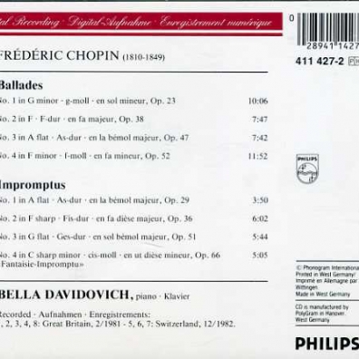 Bella Davidovich (Белла Давидович): Chopin: Ballades & Impromptus