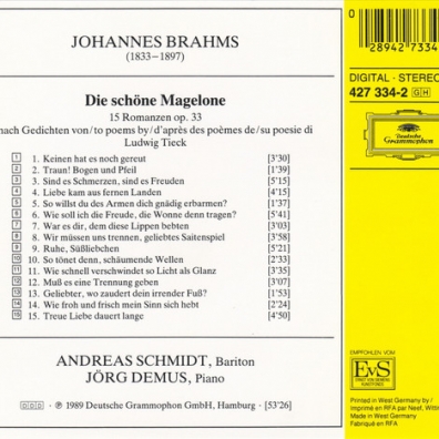 Brahms: Die Schone Magelone Andreas Schmidt (Андреас Шмидт): Brahms: Die Schone Magelone