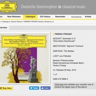 Mozart: "Eine Kleine Nachtmusik"/ Beethoven: "Egmont"/ Smetana: The Moldau Ferenc Fricsay (Ференц Фричаи): Mozart: "Eine Kleine Nachtmusik"/ Beethoven: "Egmont"/ Smetana: The Moldau