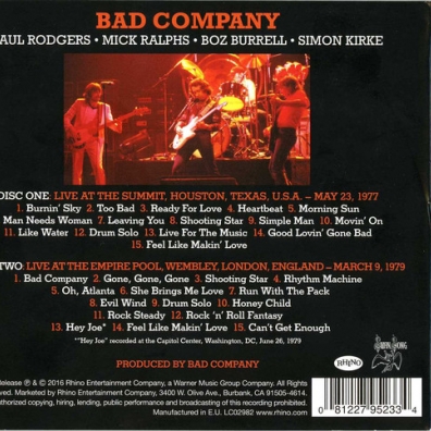 Bad Company (Бад Компани): Live In Concert 1977 & 1979