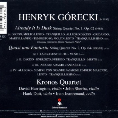 Kronos Quartet (Кро­нос-квар­тет): Kronos Quartet - String Quartets 1,2: Already It Is Dusk: Quasi Una Fantasia