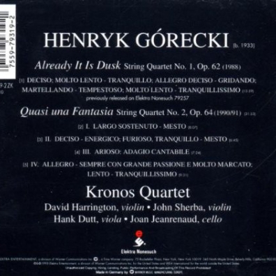 Kronos Quartet - String Quartets 1,2: Already It Is Dusk: Quasi Una Fantasia Kronos Quartet (Кронос-квартет): Kronos Quartet - String Quartets 1,2: Already It Is Dusk: Quasi Una Fantasia