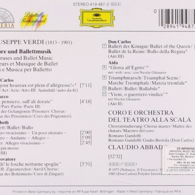 Verdi: Opera Choruses & Ballet Music Claudio Abbado (Клаудио Аббадо): Verdi: Opera Choruses & Ballet Music