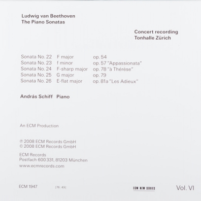 Beethoven/The Piano Sonatas Volume 6 Sonatas Opp. 54, 57, 78, 79 And 81A Beethoven/The Piano Sonatas Volume 6 Sonatas Opp. 54, 57, 78, 79 And 81A