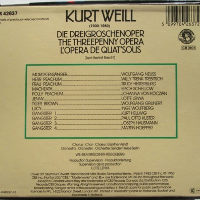Die Dreigroschenoper Kurt Weill (Курт Вайль): Die Dreigroschenoper