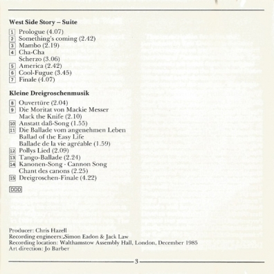 The Philip Jones Brass Ensemble (Зе Джонс Фильм Брасс Ансамбль): Bernstein: West Side Story/ Weill: Little Threepenny Music