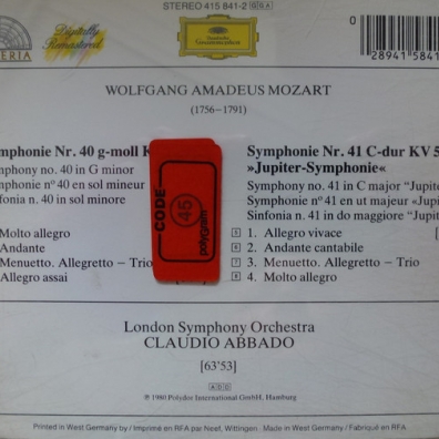 Claudio Abbado (Клаудио Аббадо): Mozart: Symphonies Nos.40 & 41
